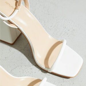 PrettyLittleThing White Block Heel Strappy Sandals
